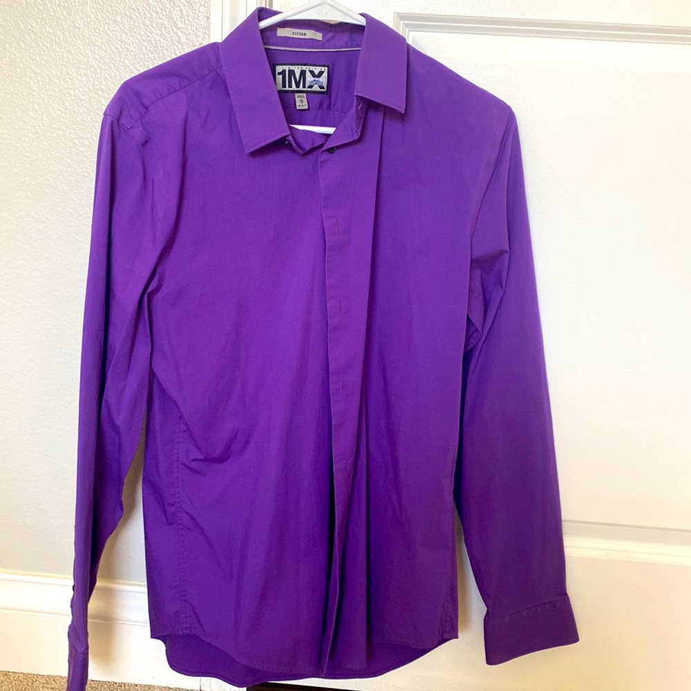 Purple 1MX Express LE Fitted Dress Shirt 15-15 1/2
